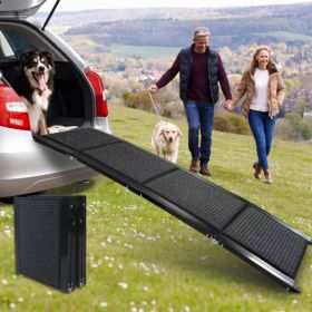Dog Ramp For Car, 63 Long    17 Wide Folding Portable Pet Stair Ramp With Non-Slip Rug Surface, Extra Wide Dog Steps For Medium & Large Dogs Up To 250