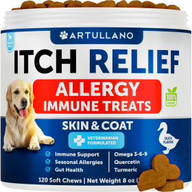 Dog Allergy Relief Chews Itching Skin Relief For Dogs Fish Oil 3 Seasonal Allergies Pills Skin & Coat Anti ItchHot Spots Treatment Canine Immune Healt