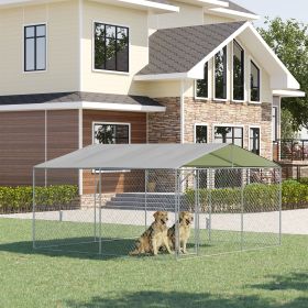 Dog Kennel Heavy Duty Playpen with Galvanized Secure Lock Sidewalls and Waterproof Cover for Backyard & Patio