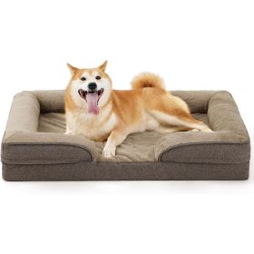 Large Dog Orthopedic Dog Sofa Supportive Foam Pet Mattress Washable And Removable Cover Egg Cell Foam Waterproof Lining Multiple Colors And Sizes Avai (Option: Brown-S)
