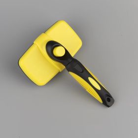 Pet Automatic Retractable Comb (Option: Yellow)