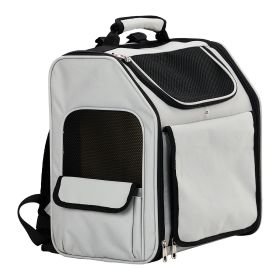 Pet Carrier Backpack, Expandable Cat Dog Carrier With Back Extension, Breathable Mesh Travel Backpack For Small Dogs Cats, Soft-Sided Pet Backpack Hol (Option: Grey)
